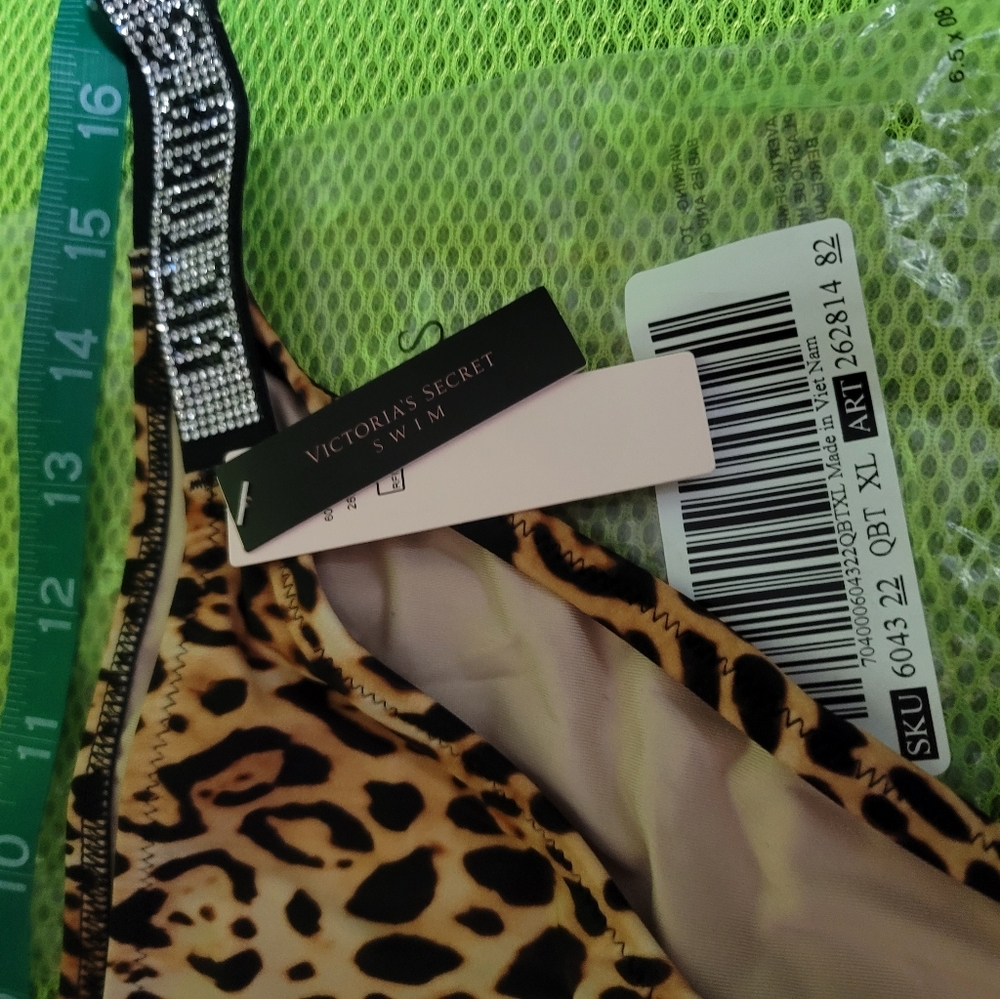 Victoria's Secret Leopard Print Shine Strap Bikini Bottom - Tan, Black - Picture 6 of 6